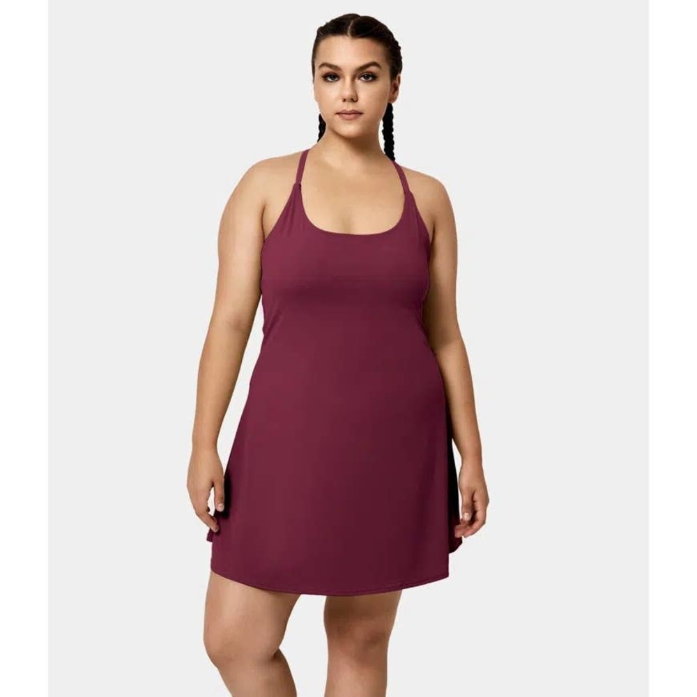 Halara Cool Touch Mini Dress Cordovan Size M NWT